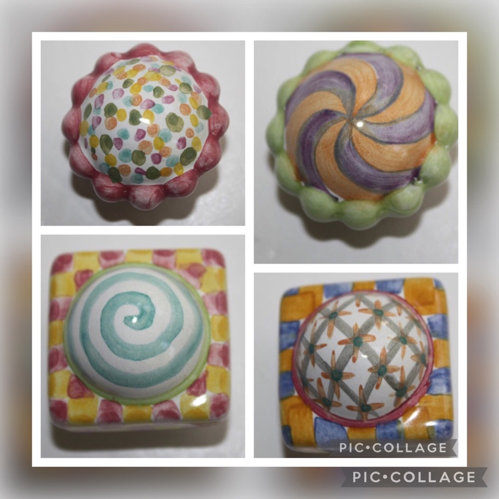 🔆4 Painted Ceramic Pulls Knobs